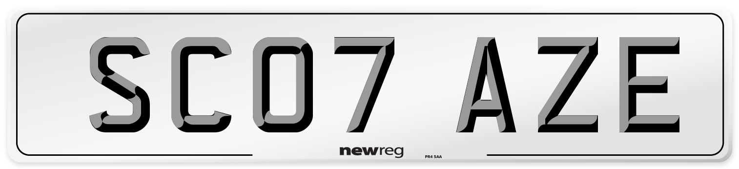 SC07 AZE Number Plate from New Reg
